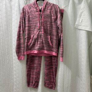 NEW Juicy Couture Tracksuit L Full Zip Hoodie Jacket &‎ Pants Pink Black Y2K